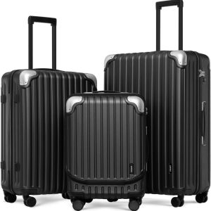 LEVEL8 Carry-on Suitcase 20-Inch with Laptop Compartment, Expandable Hand Luggage Case, ABS+PC Hardshell Spinner Trolley Lightweight 4 Wheels Cabin Size with TSA, Grey