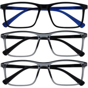 OPULIZE Ink Reading Glasses 5 Pack Large Rectangular Frame Spring Hinges Scratch Resistant Mens Womens RRRRR4